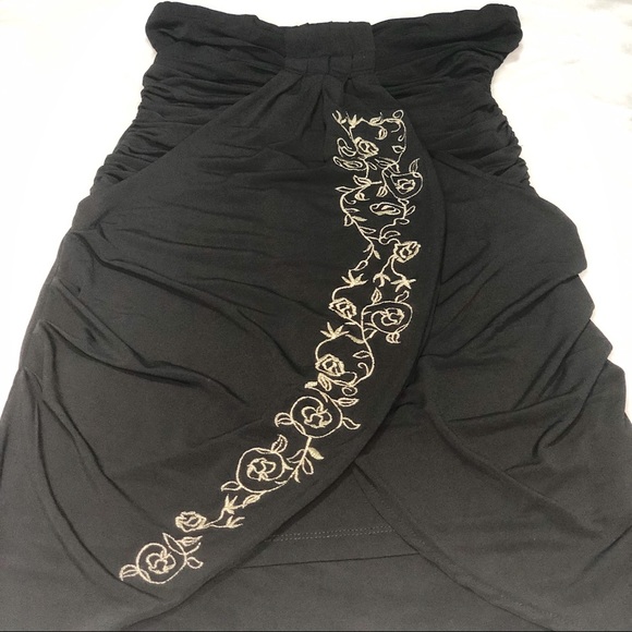 Morgan De Toi Women Strapless Black Printed Dress - Picture 2 of 8